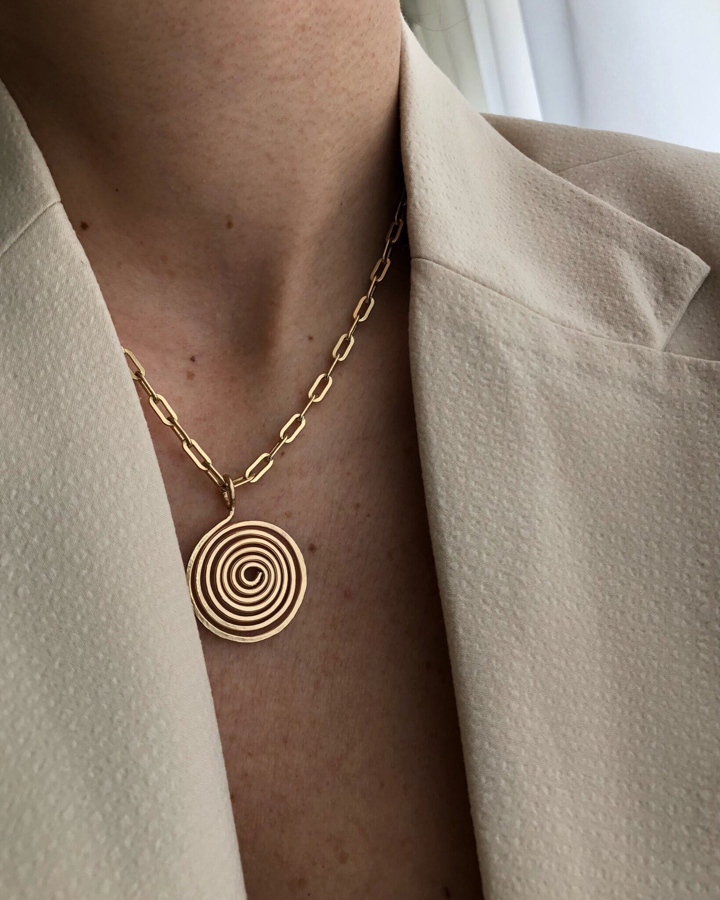 INEZ Gold Spiral Necklace