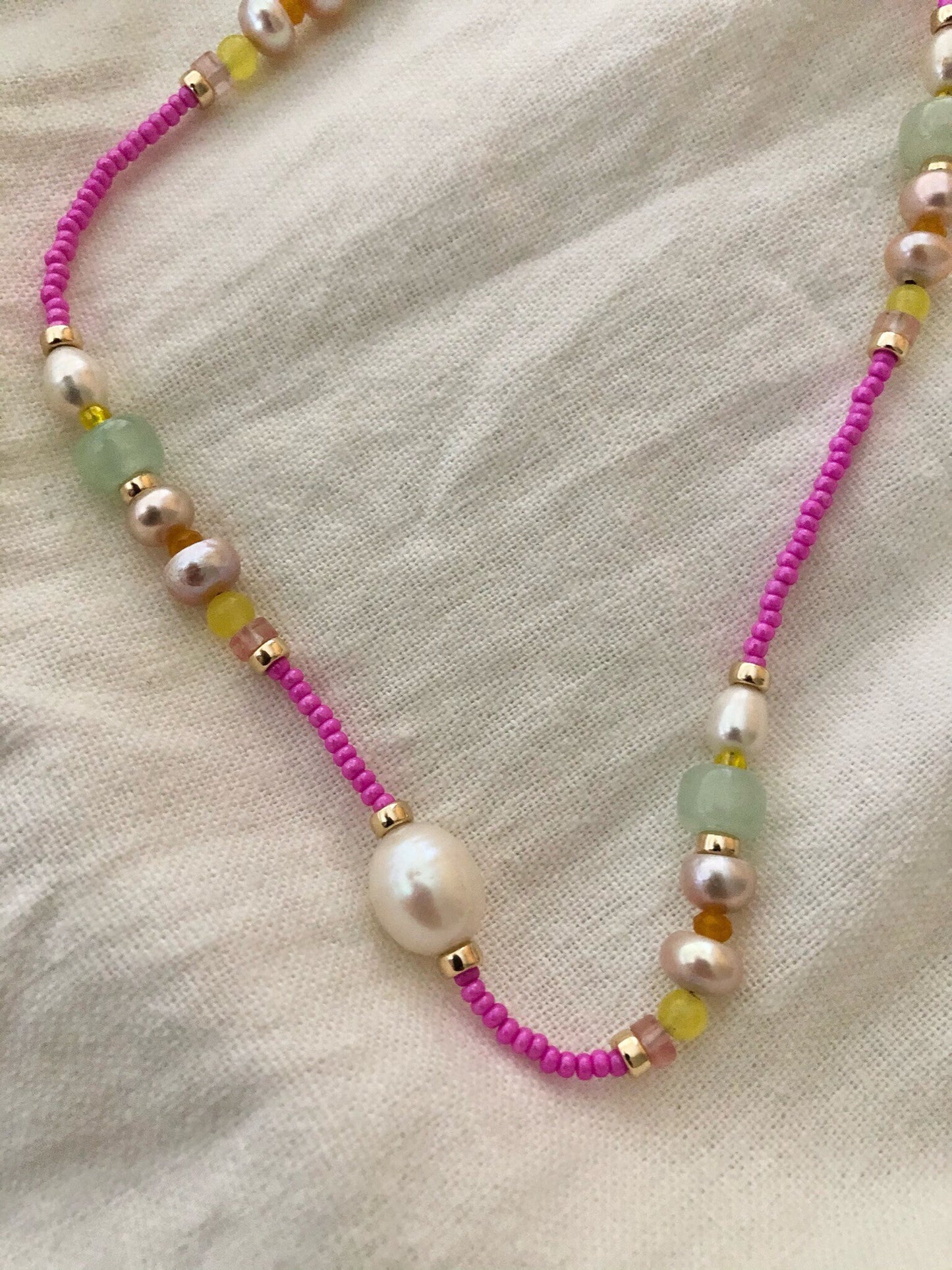 LISSEY Pearl Beaded Gemstone Necklace
