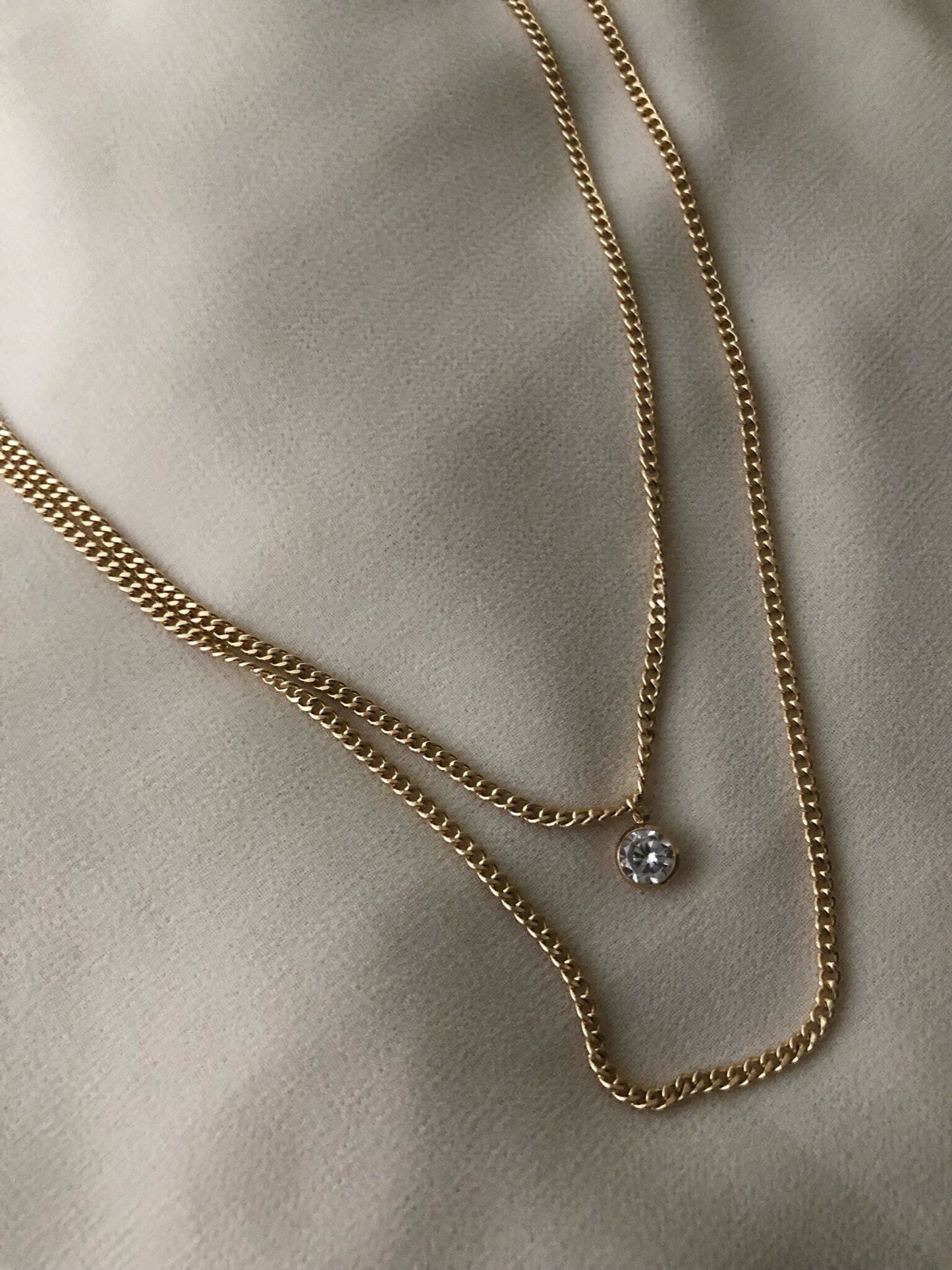 AVA Double Chain Crystal Necklace