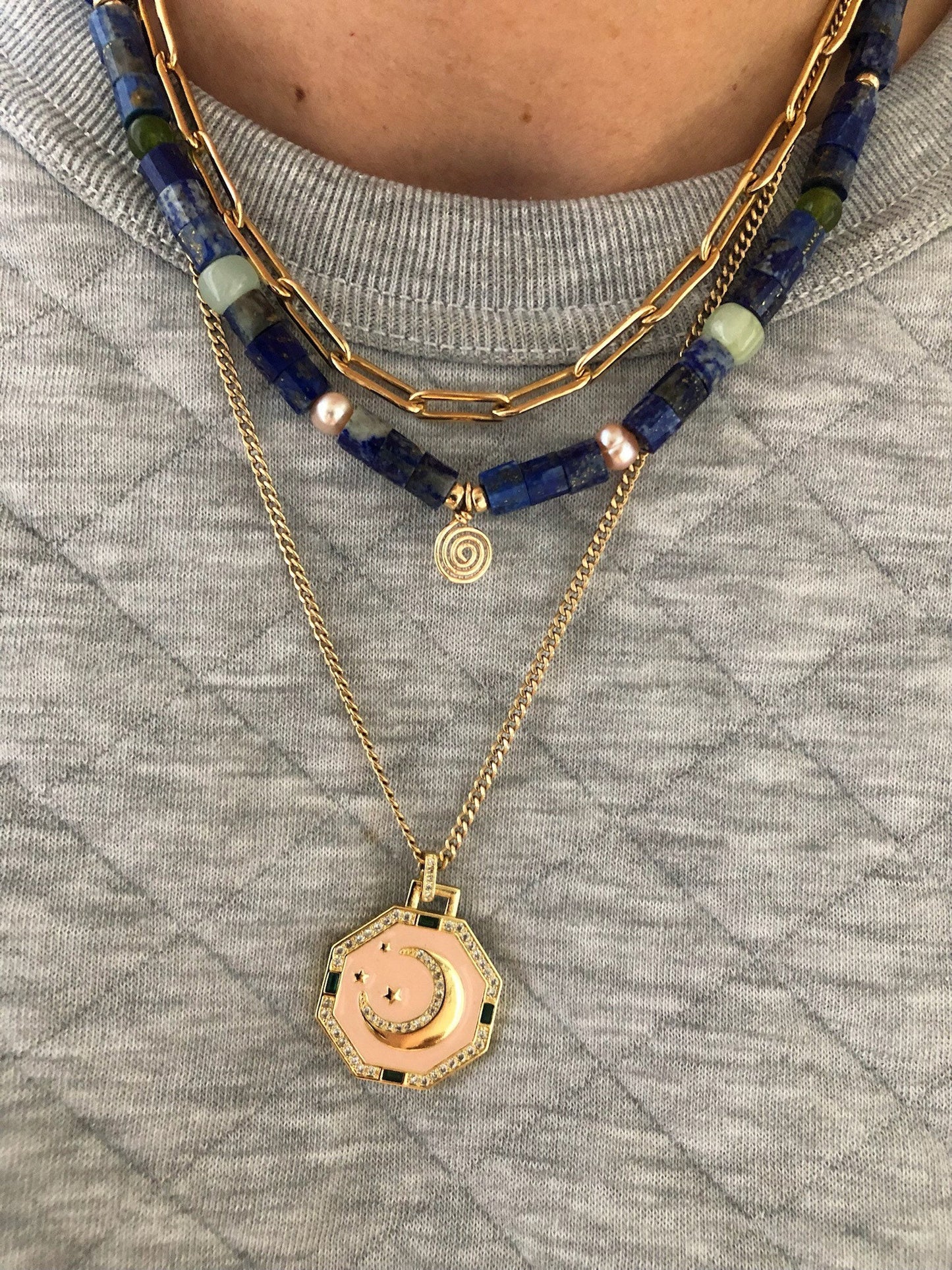 KAIA Pearl Beaded Lapis Necklace