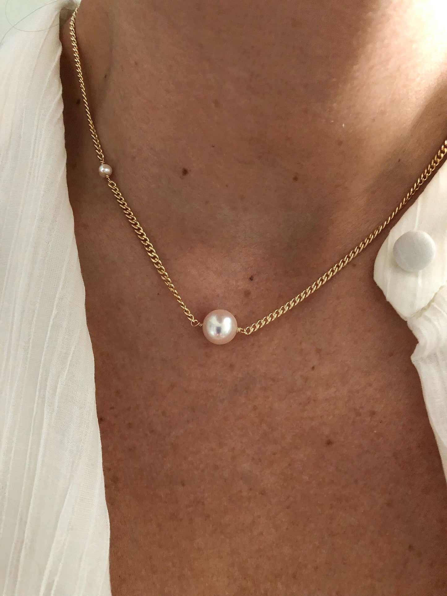 LENA Gold Pearl Necklace