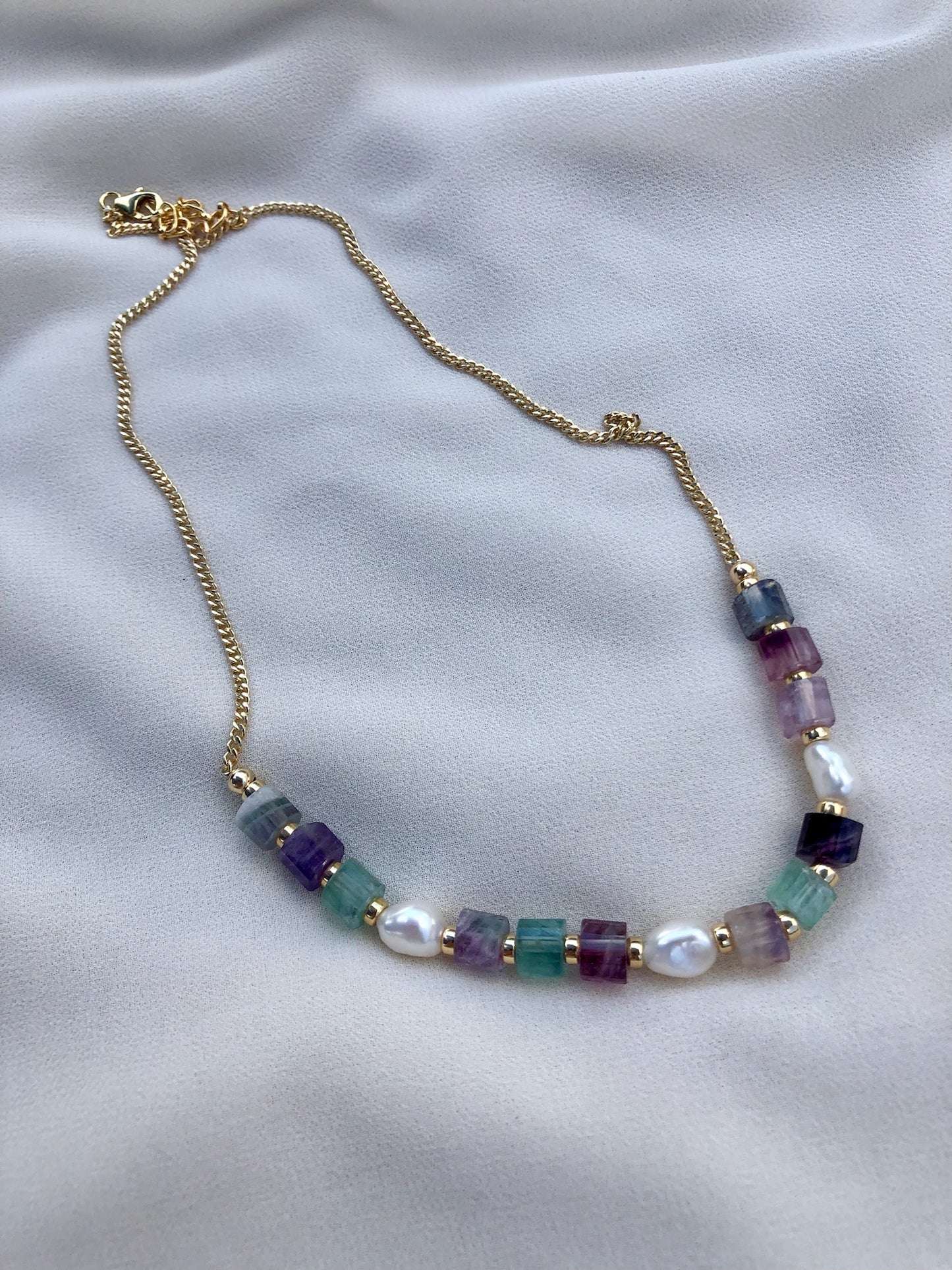 ANDREJA Rainbow Fluorite Pearl Necklace